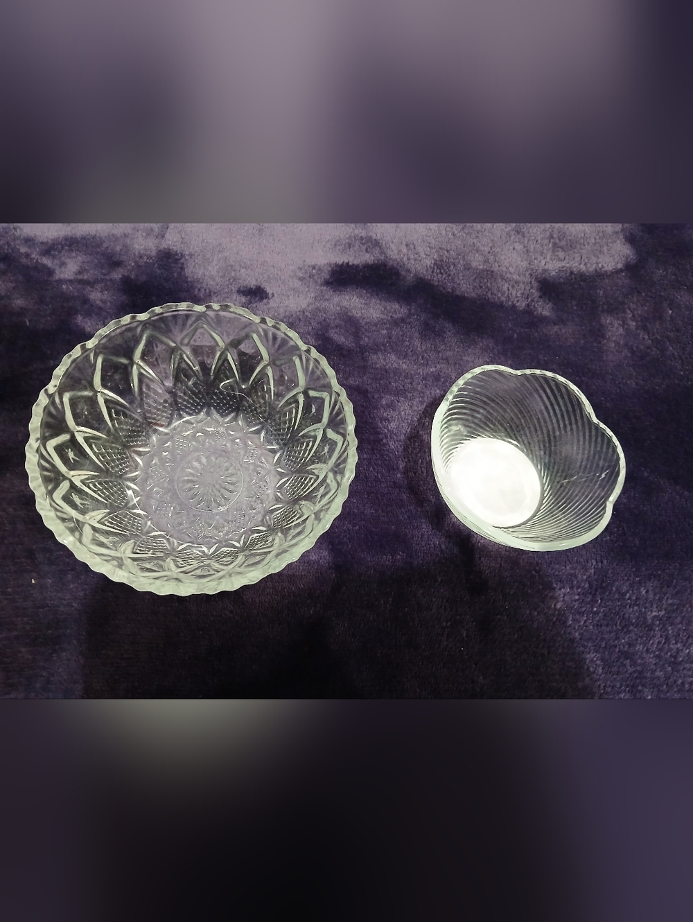 Small Clear Glass Decorative Bowls - Set of 2